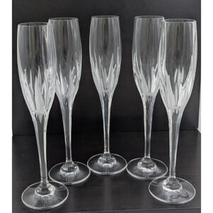 Mikasa Flame D'Amore Fluted Crystal Champagne Glasses 10 3/4" Set of 5